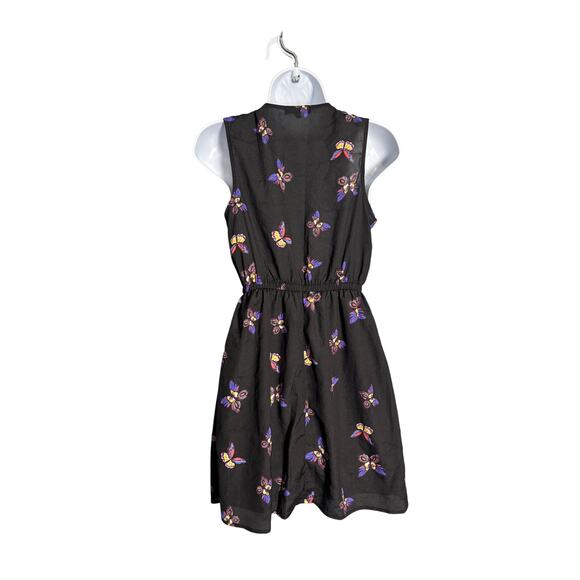 Y2K BeBop Butterfly Print Ruffle Mini Dress - Sleeveless, V-Neck, Size S - Picture 4 of 6
